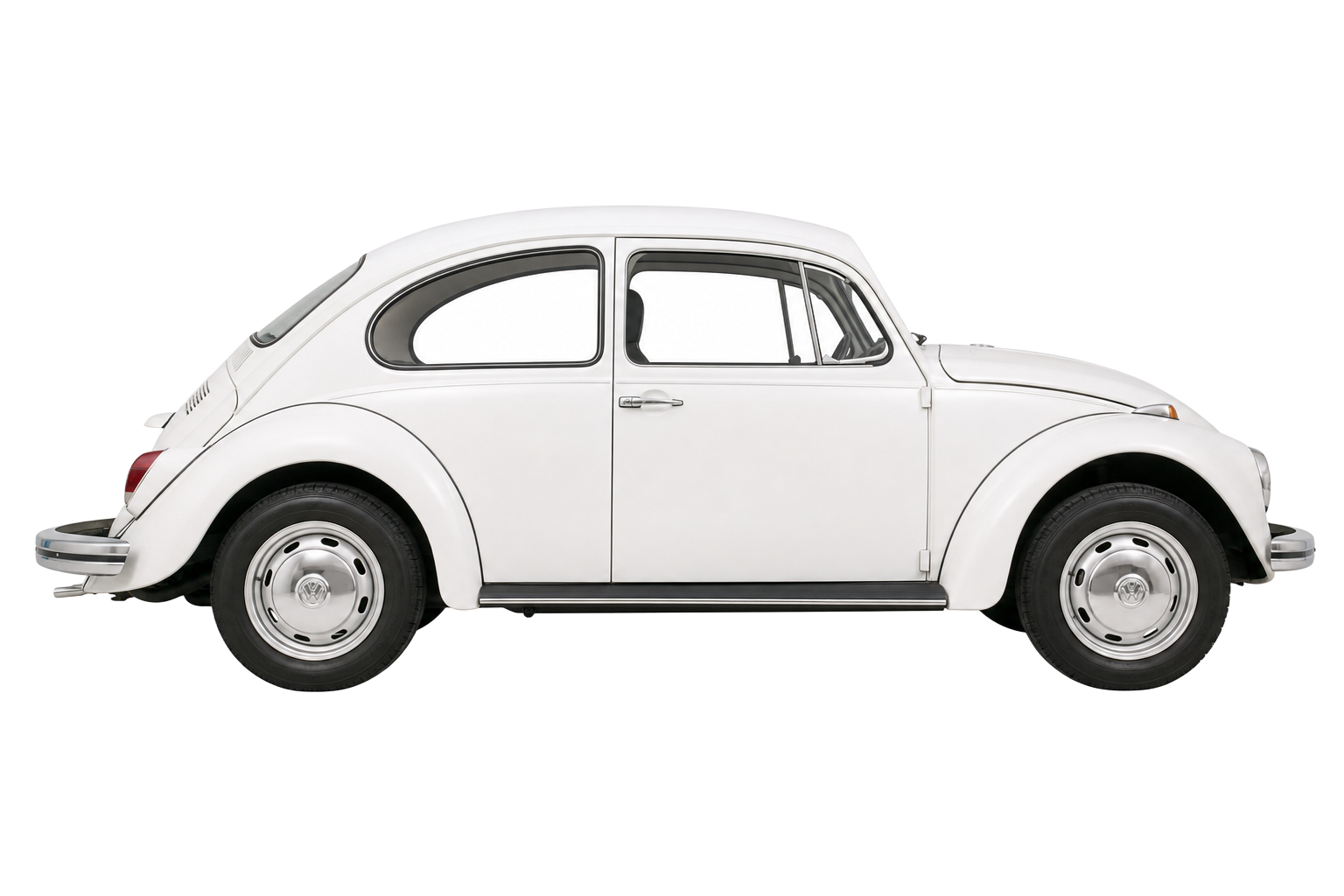 1998 Mexican VW Beetle in Pastel White with Stock steel wheel, chrome hubcap